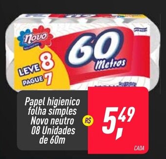 Frangolândia Papel Higiénico Folha Simples Novo neutro 08 unidades de 60m oferta