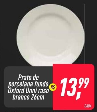 Frangolândia Prato de Porcelana fundo Oxford Unni raso branco 26cm oferta