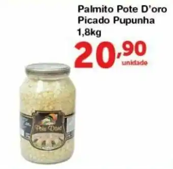 Roldão Palmito Pote D'oro Picado Pupunha 1.8kg oferta