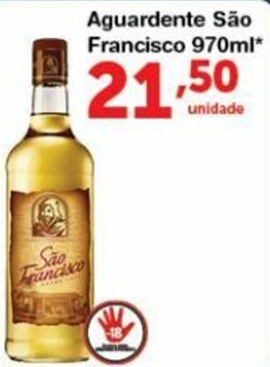 Roldão Aguardente Sao Francisco 970ml oferta