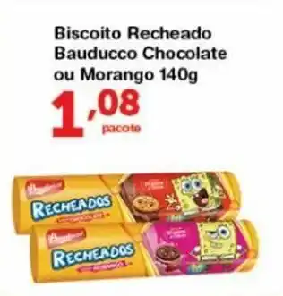 Roldão Biscoito Recheado Bauducco Chocolate ou Morango 140g oferta