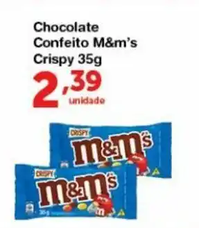Roldão Chocolate Confeito M&Ms Crispy 35g oferta