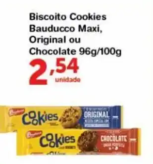 Biscoito Cookies Bauducco Maxi, Original ou Chocolate 96g/100g