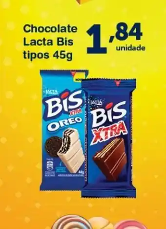 Roldão Chocolate Lacta Bis tipos 45g oferta