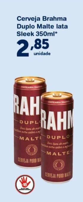 Roldão Cerveja Brahma Duplo Malte lata sleek 350ml oferta