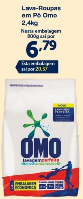 Roldão Lava-roupas em po Omo 2.4kg oferta
