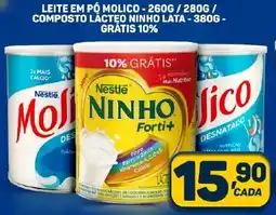 Dom Atacadista LEITE EM PÓ MOLICO - 260G/280G/ COMPOSTO LÁCTEO NINHO LATA - 380G - GRÁTIS 10% oferta