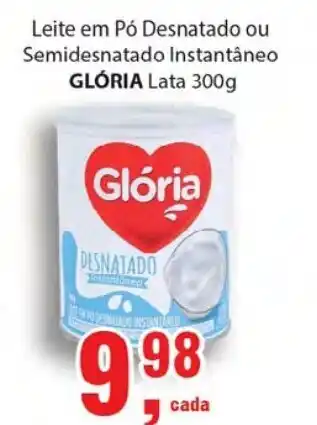 Supermercados Mundial Leite em po Desnatado ou Semidesnatado Instantaneo Gloria 300g oferta