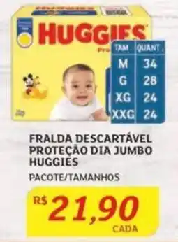 Assaí Atacadista FRALDA DESCARTÁVEL PROTEÇÃO DIA JUMBO HUGGIES PACOTE/TAMANHOS oferta
