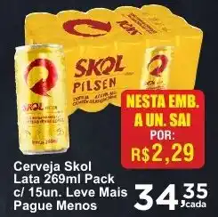 Rossi Supermercado Cerveja Skol Lata 269ml Pack c/ 15un. leve mais pague menos oferta