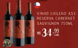Empório Bahamas VINHO CHILENO AS3 RESERVA CABERNET SAUVIGNON 750ML oferta