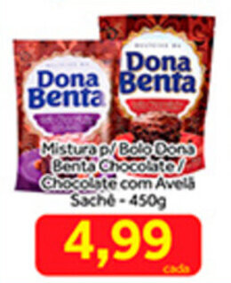 Shibata Supermercados Mistura p/ Bolo Dona Benta Chocolate/ Chocolate com Avela sache 450g oferta