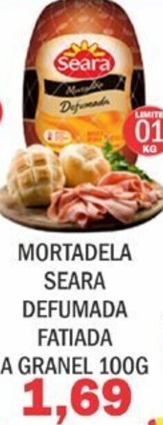 Supermercados Mendonça Mortadela Seara Defumada Fatiada a granel 100g oferta