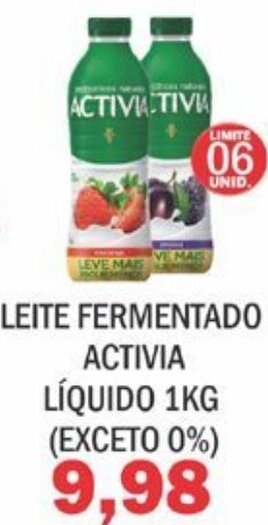 Supermercados Mendonça Leite Fermentado Activia Liquido 1kg (exceto 0%) oferta