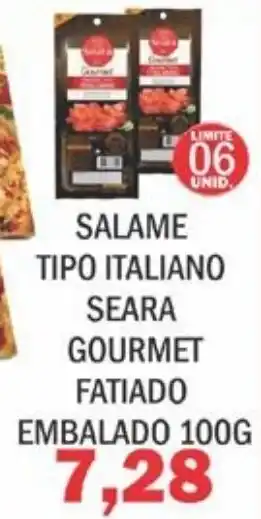 Supermercados Mendonça Salame Tipo Italiano Seara Gourmet Fatiado Embalado 100g oferta