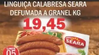Supermercados Mendonça Linguica Calabresa Seara Defumada a granel 1kg oferta
