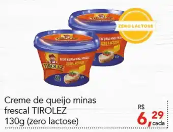 Cometa Supermercados Creme de queijo minas frescal Tirolez 130g (zero lactose) oferta