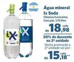 Sam's Club Água mineral Ix Soda Clássica/Levissima, Com gás, 1,75 litro oferta