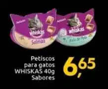 Supermercados Nori Petiscos para gatos Whiskas tipos 40g sabores oferta