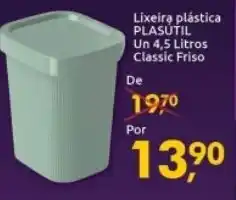 Lixeira plastica Plasutil Un 4.5L Classic frisco