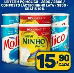 Dom Atacadista LEITE EM PÓ MOLICO - 260G/280G/ COMPOSTO LÁCTEO NINHO LATA-380G - GRATIS 10% oferta