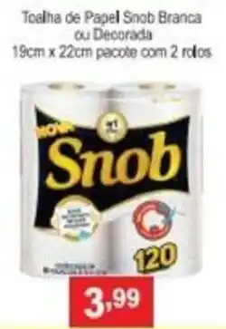Calvo Atacadista Toalhas de papel Snob Branca ou Desnatada 19cmx22cm pacote com 2 rolos oferta