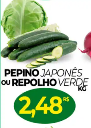 Mercadão Atacadista Pepino japones ou Repolho Verde 1kg oferta