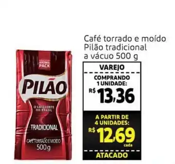 Extra Cafe torrado e moido Pilao tradicional a vacuo 500g oferta