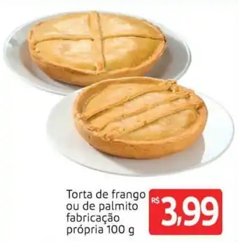 Torta de frango ou de palmito fabricacao propria 100g