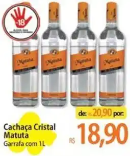 Atacadão Cachaça Cristal Matuta Garrafa com 1L oferta