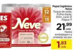 Carrefour Papel higiênico Neve Toque de seda, Folha dupla, 30m, Leve 12 Pague 11 oferta