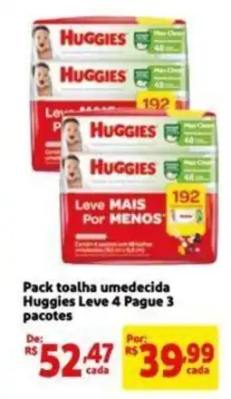 Extra Supermercado Pack toalha umedecida Huggies Leve 4 Pague 3 pacotes oferta