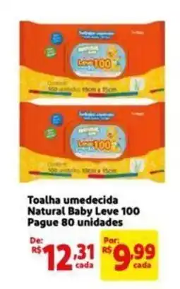Extra Supermercado Toalha umedecida Natural Baby Leve 100 Pague 80 unidades oferta