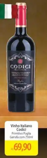 Atacadão Vinho Italiano Codici Primitivo Puglia Garrafa com 750ml oferta
