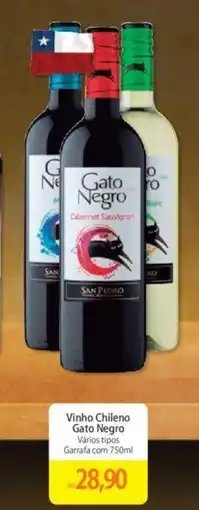 Atacadão Vinho Chileno Gato Negro Vários tipos Garrafa com 750ml oferta