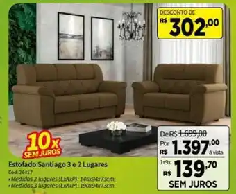 Deltasul Estofado Santiago 3 e 2 Lugares oferta