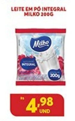 Atacadão Centro Sul Leite em po Integral Milko 200g oferta