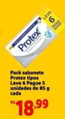 Extra Supermercado Pack sabonete Protex tipos Leve 6 Pague 5 unidades de 85 g cada oferta