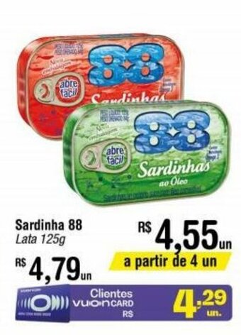 Fort Atacadista Sardinha 88 lata 125g oferta