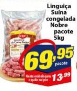 Vencedor Atacadista Linguica Suina congelada Nobre pacote 5kg oferta