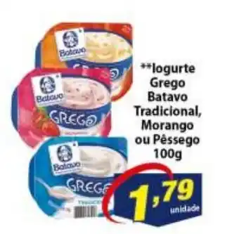 Vencedor Atacadista Iogurte Grego Batavo tradicional. Morango ou Pessego 100g oferta
