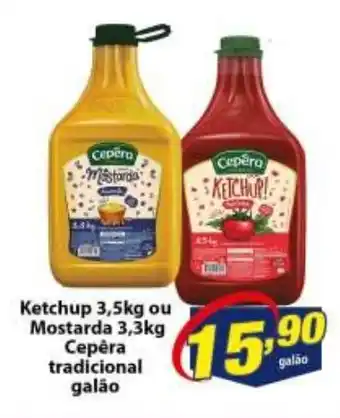 Vencedor Atacadista Ketchup 3.5kg ou Mostarda 3.3kg Cepeira tradicional galao oferta