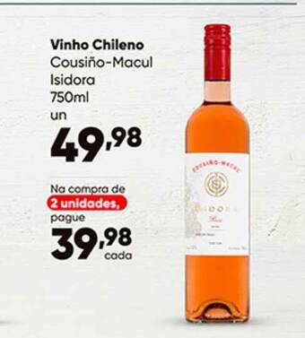 Zaffari Vinho Chileno Cousiño-macul Isidora 750ml oferta