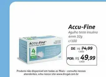 Accu-fine agulha teste insulina 4mm 32g c/100