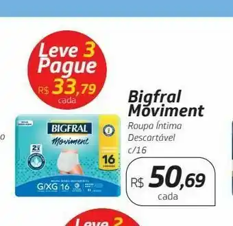 Drogal Bigfral moviment roupa íntima descartável c/16 oferta
