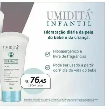 Drogal Creme para o corpo umiditá oferta