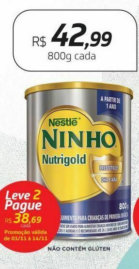 Drogal Leite infantil ninho nutrigold 800g oferta