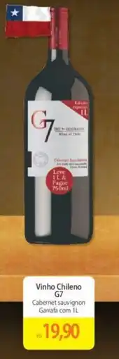 Atacadão Vinho Chileno G7 Cabernet sauvignon Garrafa com 1L oferta