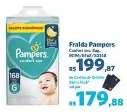 Sam's Club Fralda Pampers Confort sec, Bag, M196/G168/XG148 oferta
