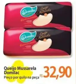 Atacadão Queijo Mussarela Domilac Preço por quilo na peça" oferta